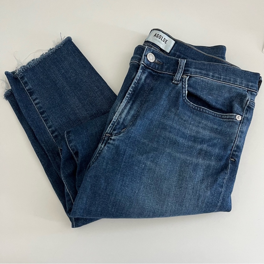 AGolde Sophie High Rise Raw Hem Crop Skinny Jeans 30 women’s jeans
